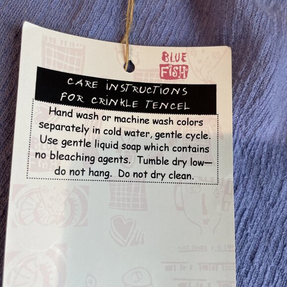 VTG Blue Fish Crinkle Tencel Shirt Women's 2X Lavender Artsy Sustainable NWT - Picture 8 of 12